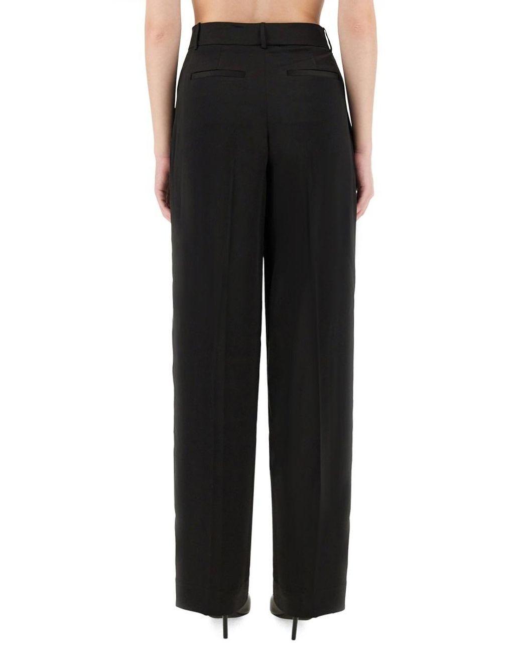 MICHAEL Michael Kors Black Drapey Satin Wide Leg Pants