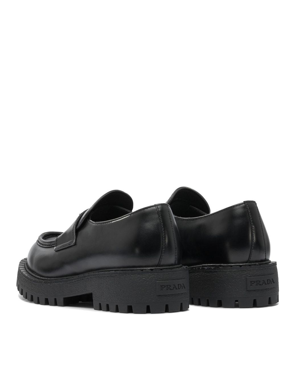 Prada Black Logo Plaque Slip-On Loafers for men
