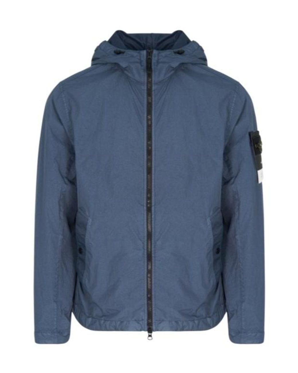 Stone Island Blue Recycled Zip Hooded Jacket for men