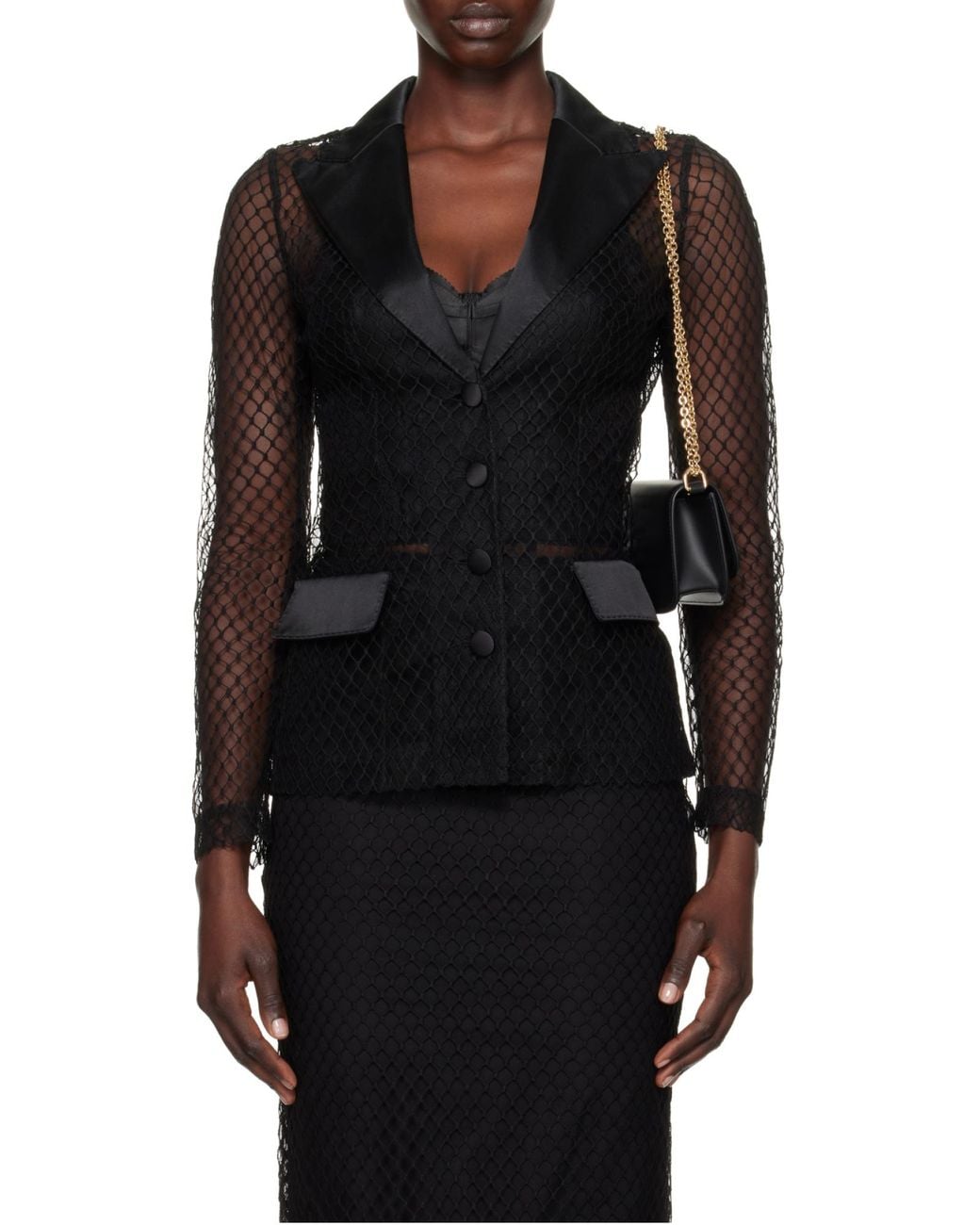 Dolce & Gabbana Black Single-Breasted Mesh Tuxedo Jacket