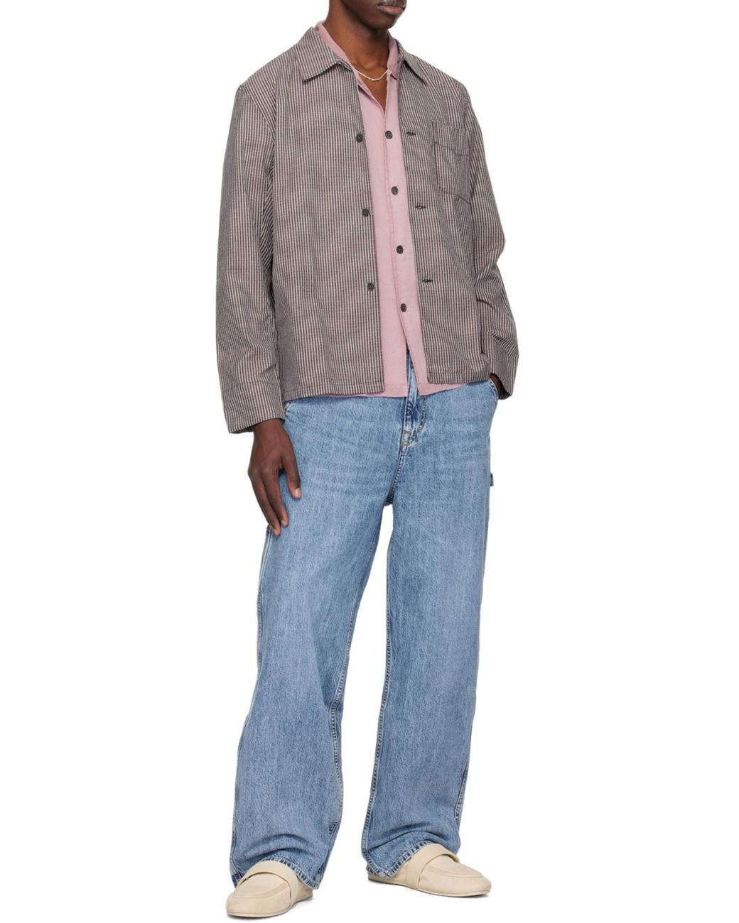 Our Legacy Purple Box Checked Long Sleeved Shirt for men