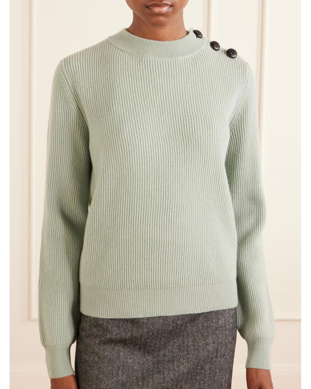 Blazé Milano Gray Racka Ribbed-Knit Wool And Cashmere-Blend Sweater