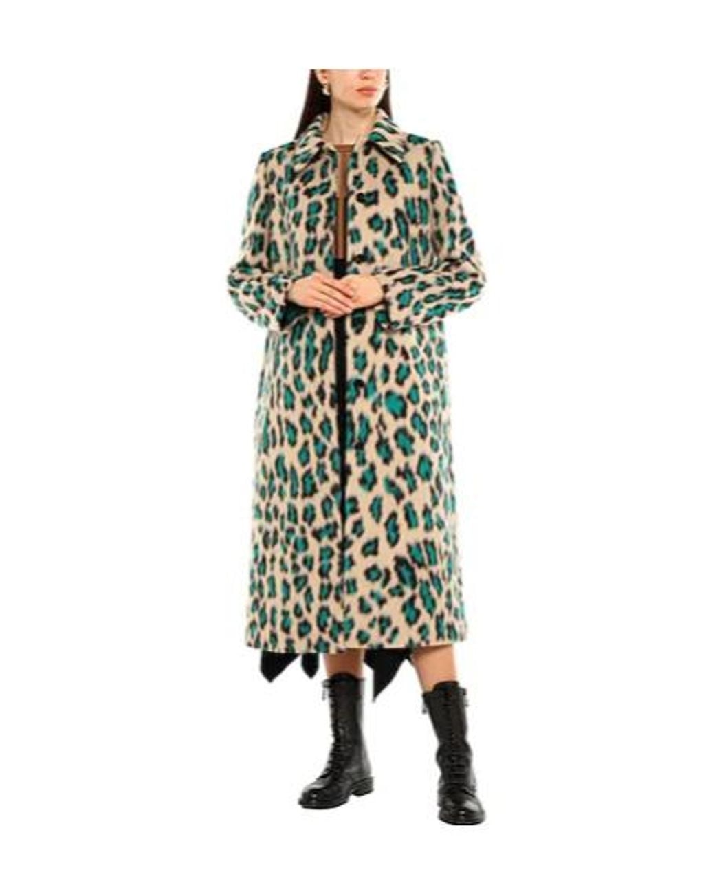 MM6 by Maison Margiela Green Longsleeve Leopard Print Overcoat