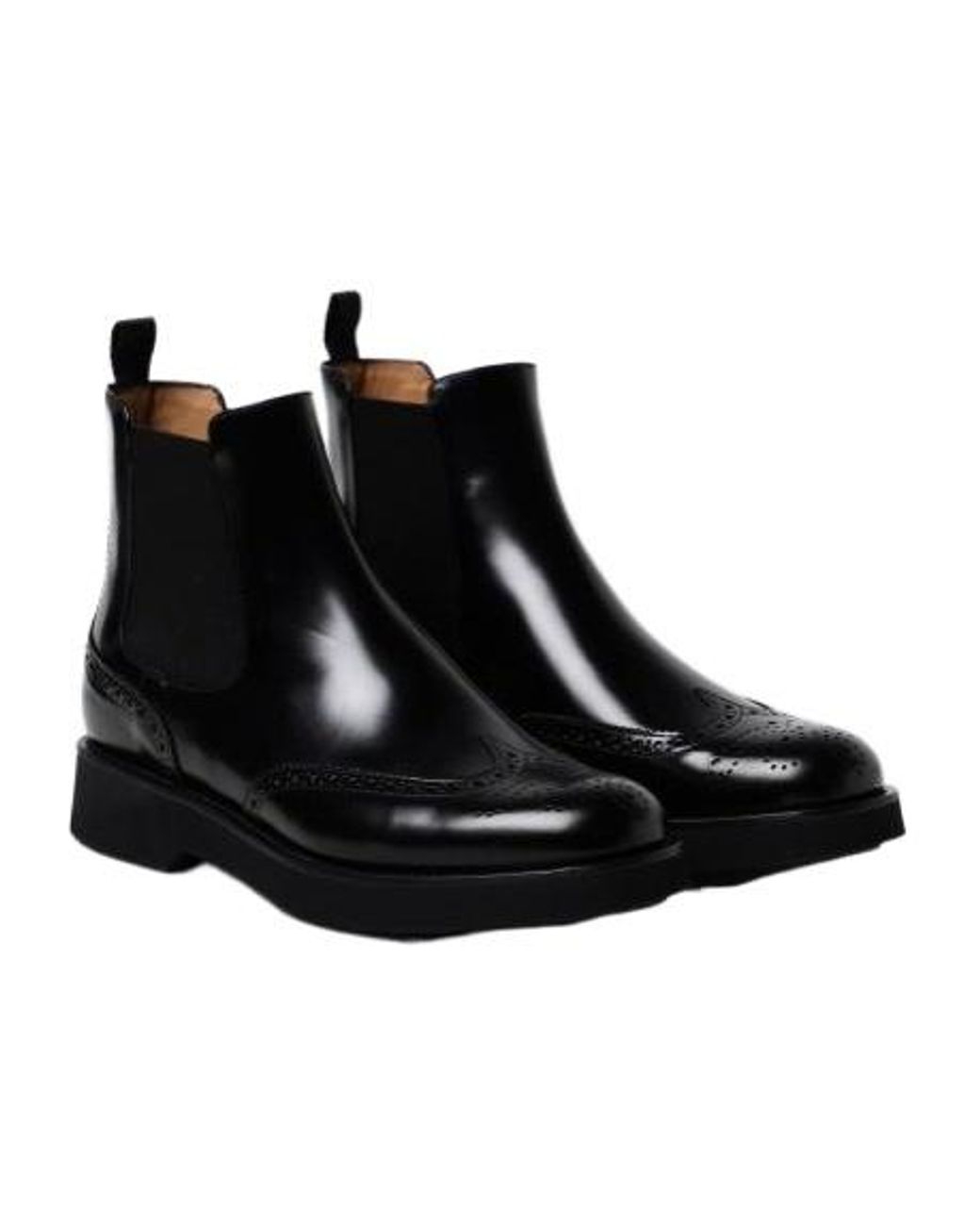 Church's Black Brogue Detailed Ankle Boots