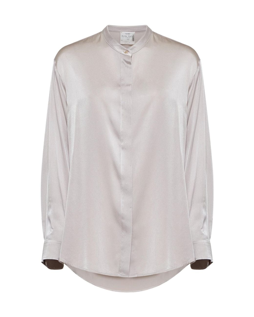 Forte_forte Gray Curved Hem Satin Shirt