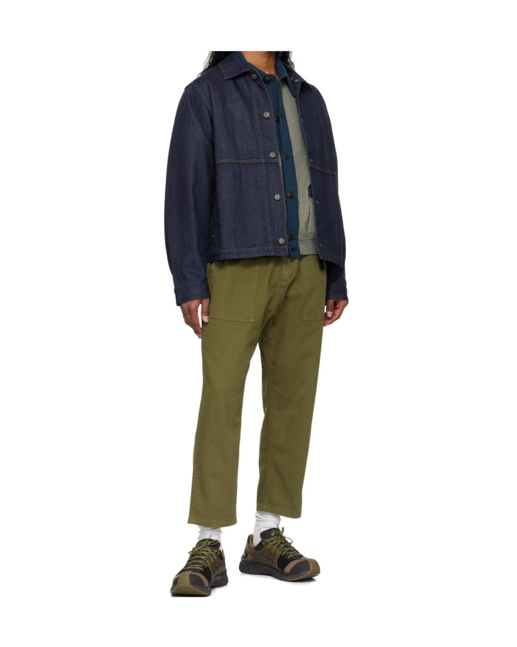 Gramicci Green Elasticated Drawstring-Waistband Trousers for men