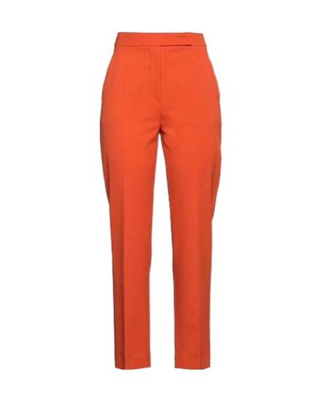 Max Mara Red Simple Solid-Color Wool Pants