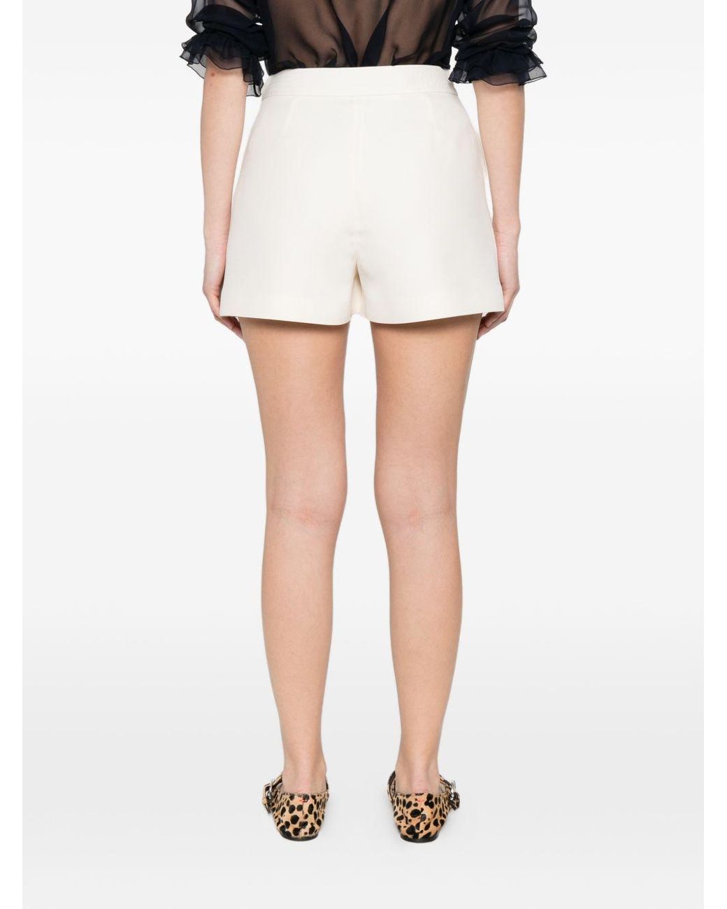 Valentino White Logo Plaque Shorts