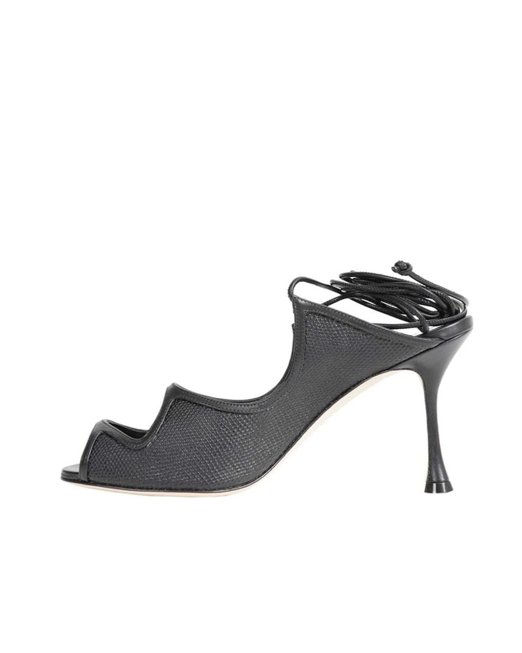 Manolo Blahnik Black Cut-Out High-Heeled Sandals