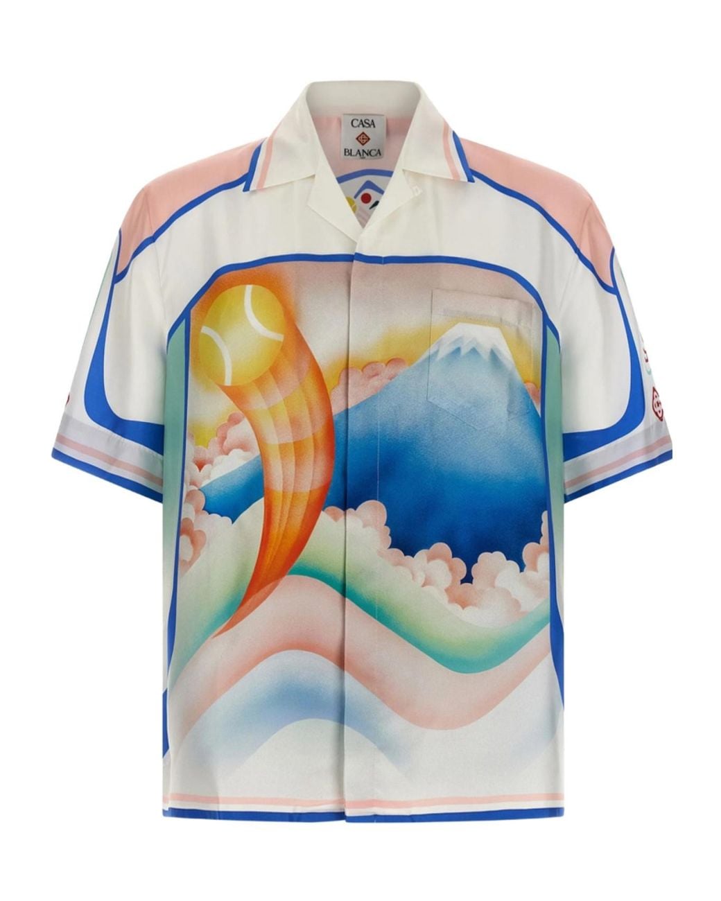 Casablanca Blue Printed Short-Sleeved Shirt for men