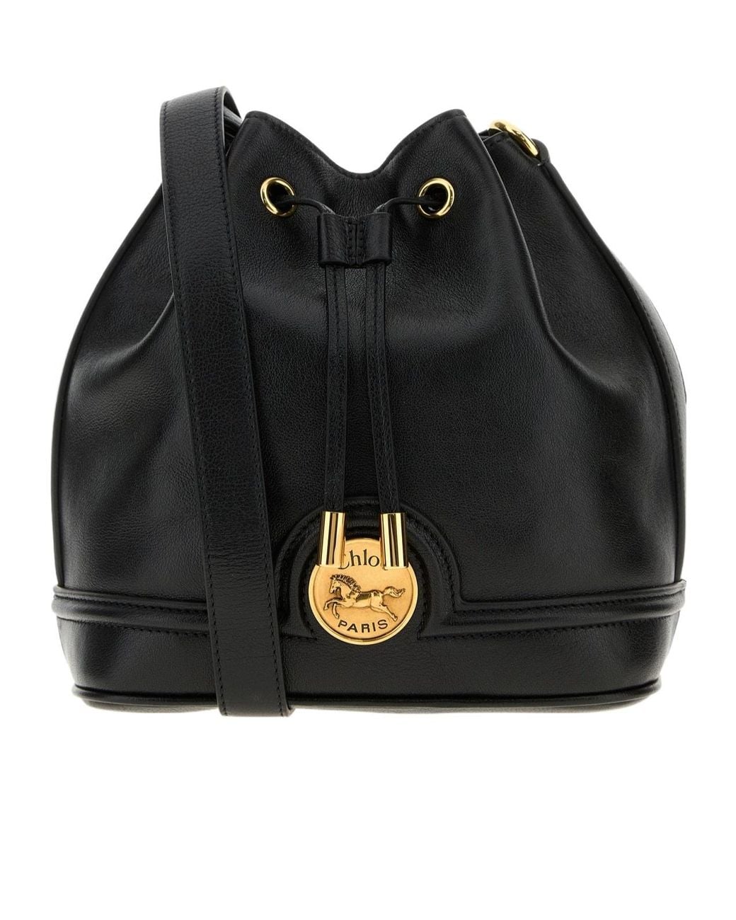 Chloé Black Leather Bucket Bag