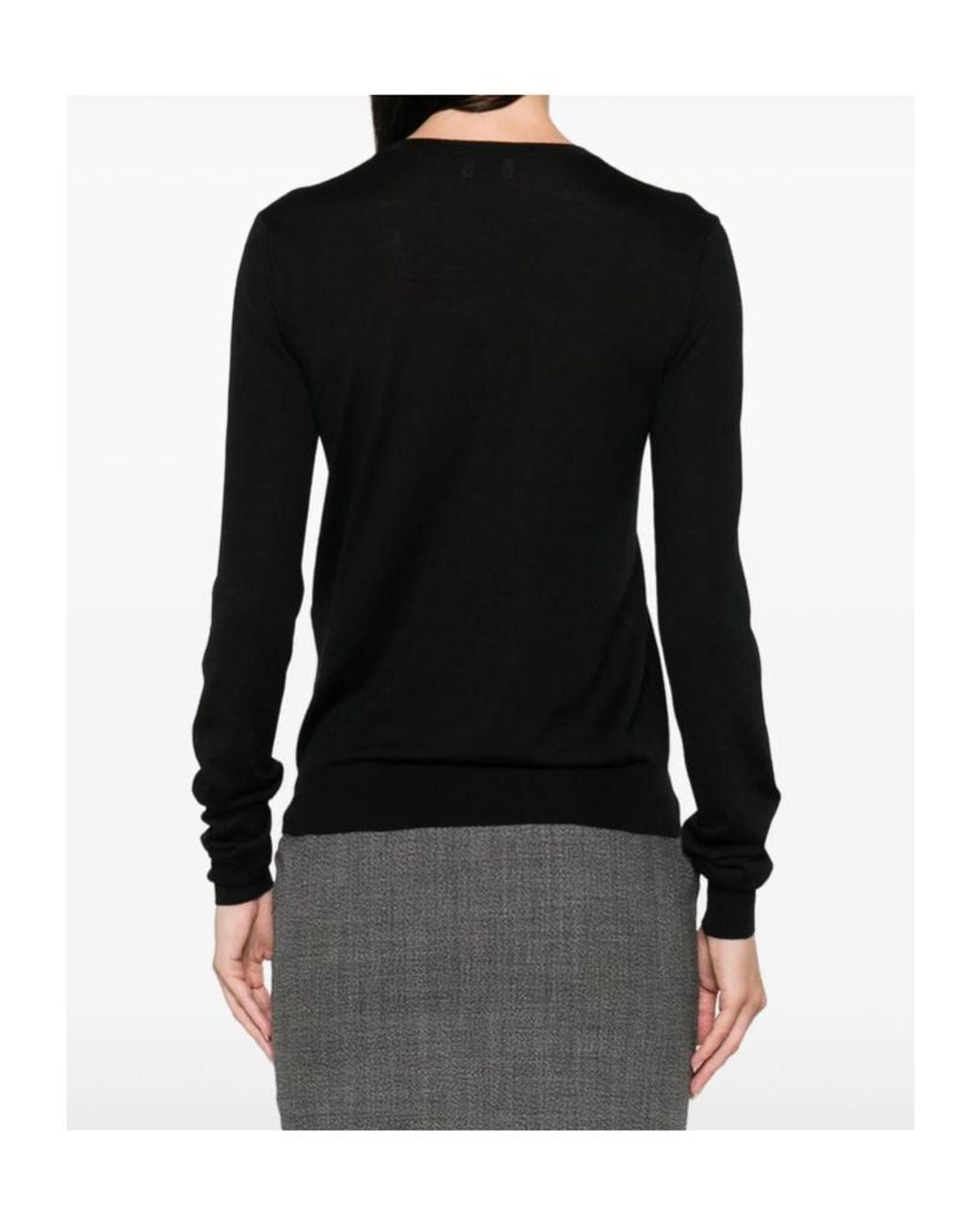 Saint Laurent Black Cassandre Crewneck Jumper