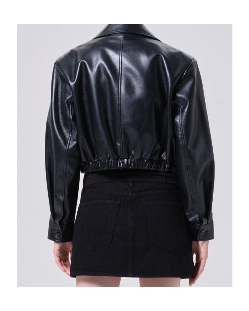 Agolde Black Nahla Cropped Jacket (Recycled Leather)