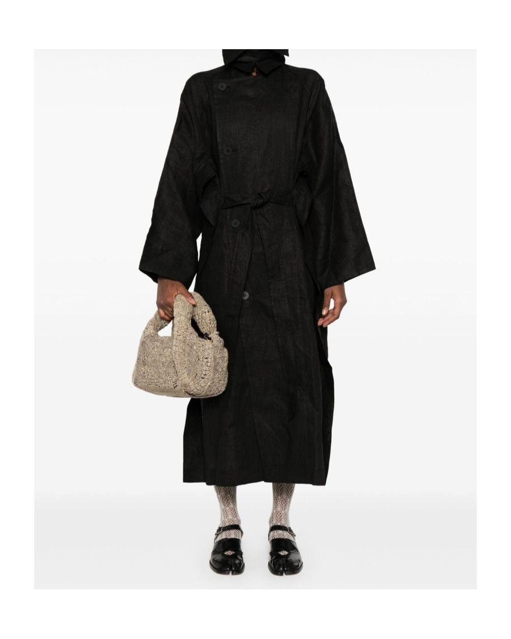 Issey Miyake Black Hempen Coat