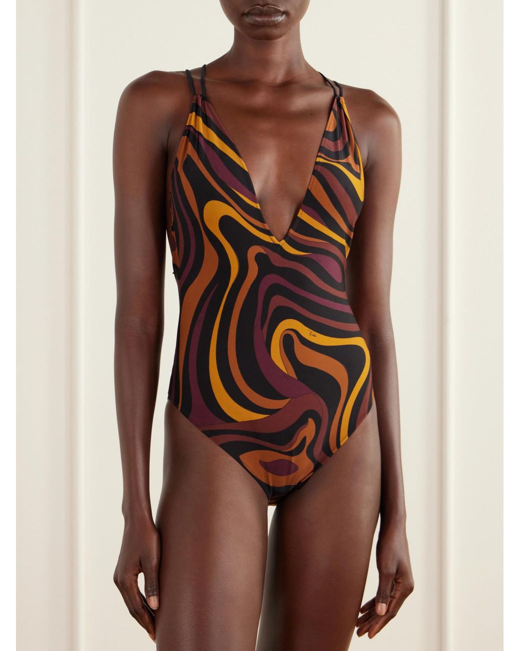 Emilio Pucci Brown Printed Swimsuit