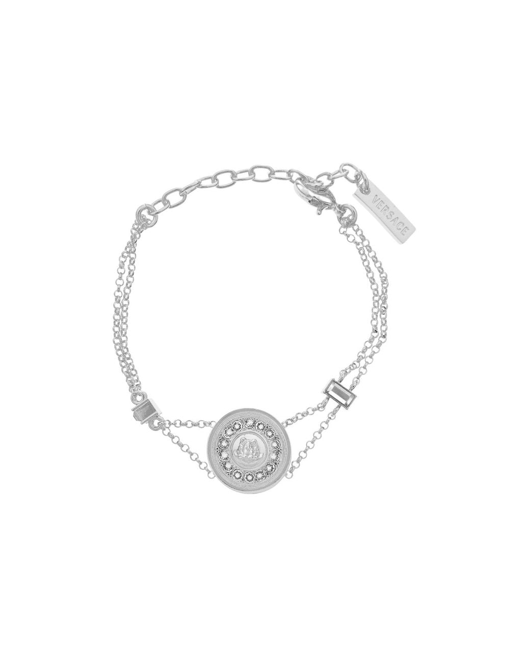 Versace White Bright Medusa Embellished Bracelet