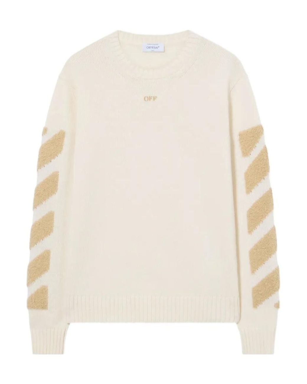 Off-White c/o Virgil Abloh White Brushed Diagonal-Sleeve Knitted Sweater for men