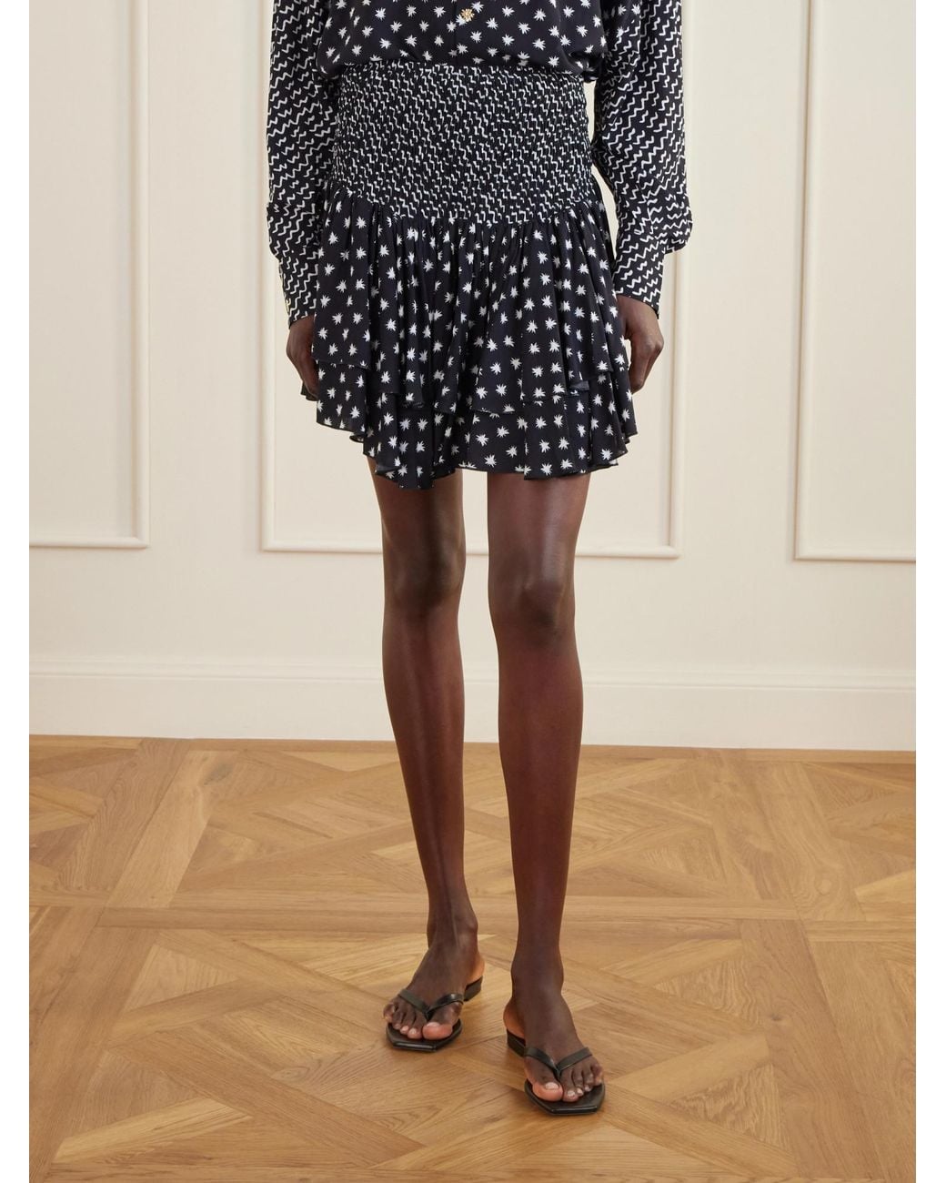 Donde Esteban Black Estrellitas Y Olas Ruffled Mini Skirt