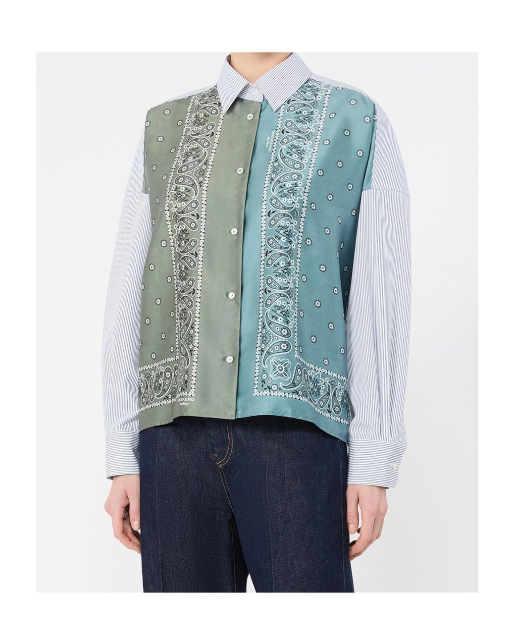 Weekend by Maxmara Blue Technical Twill And Cotton Poplin Shirt