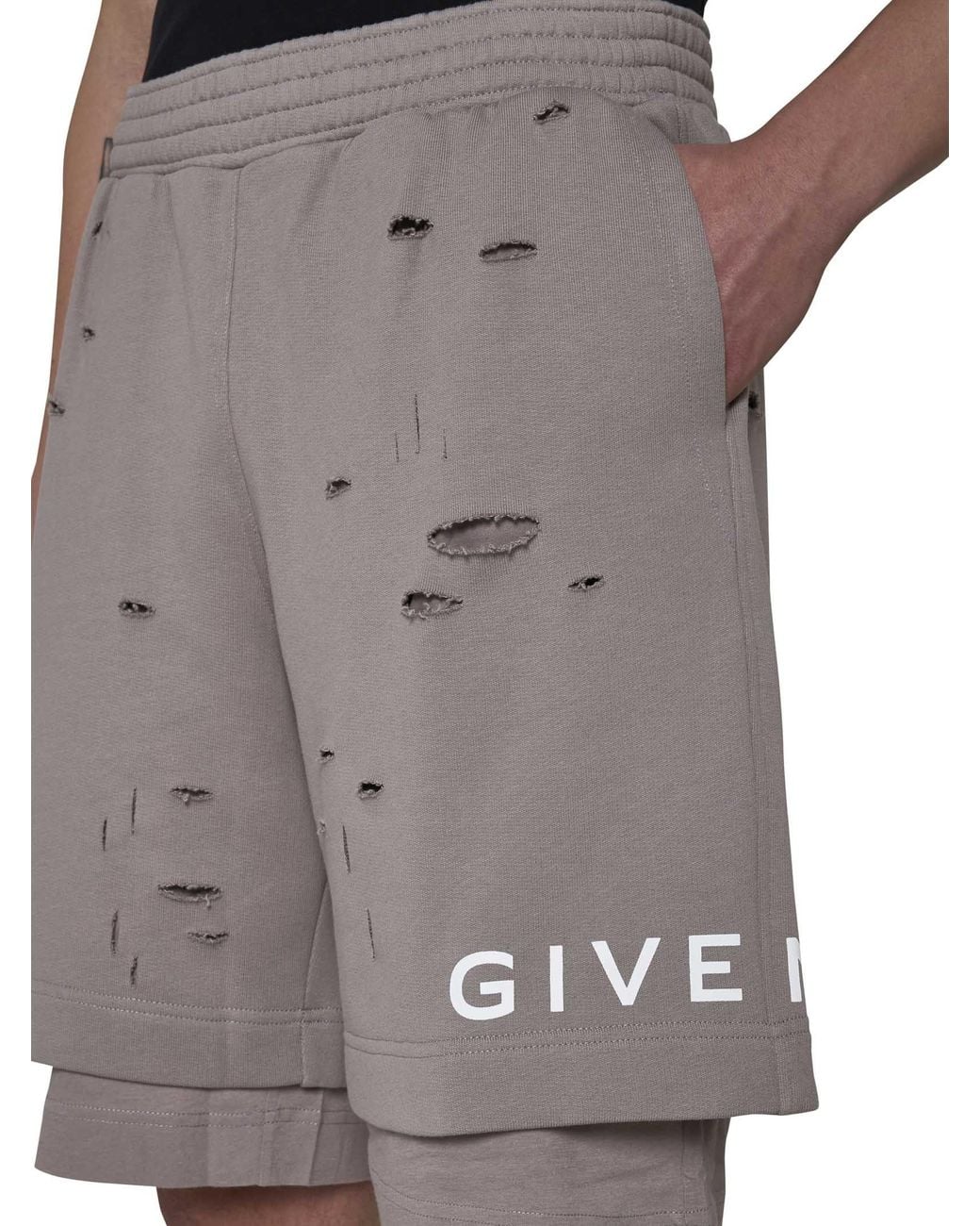 Givenchy Gray Destroyed Effect Bermuda Shorts for men