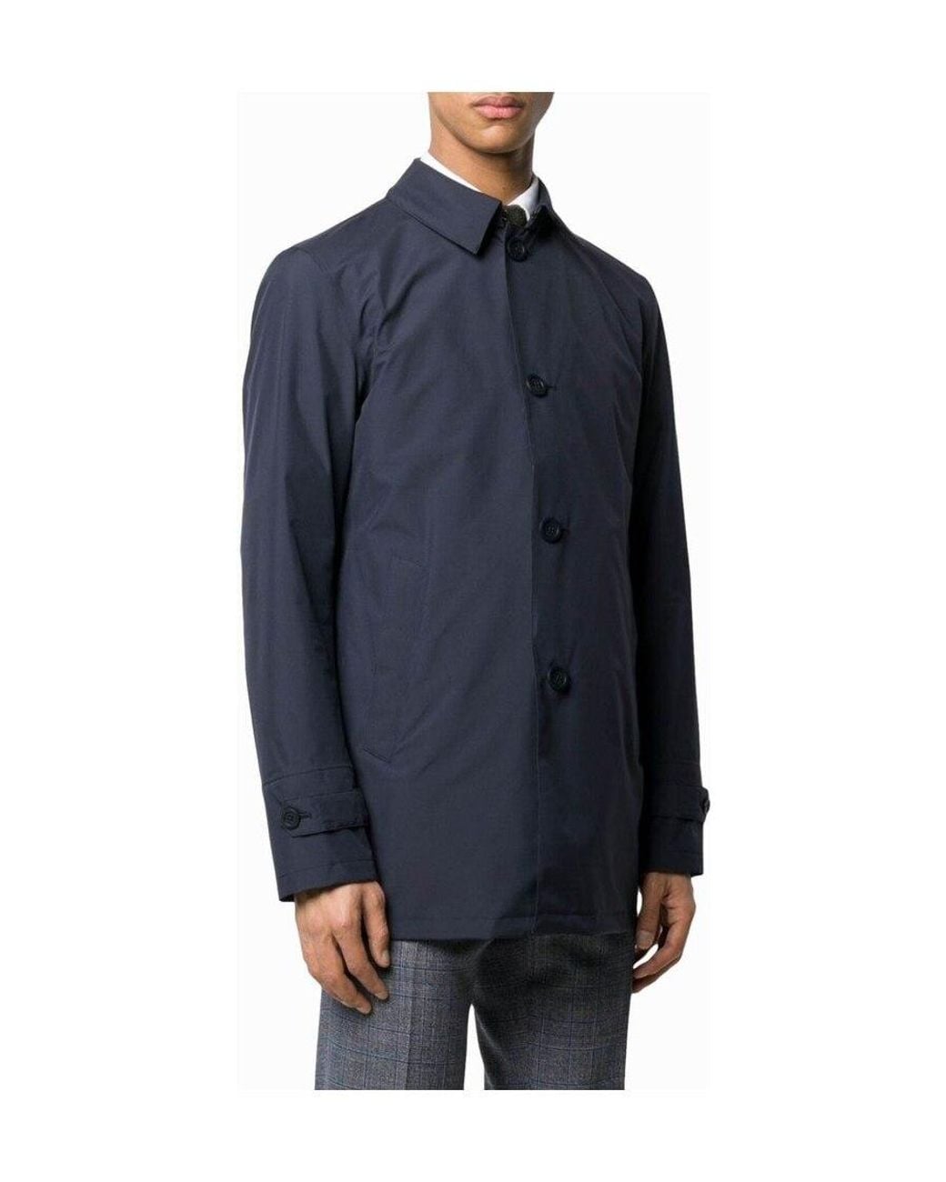 Herno Blue Buttoned Shirt Jacket for men