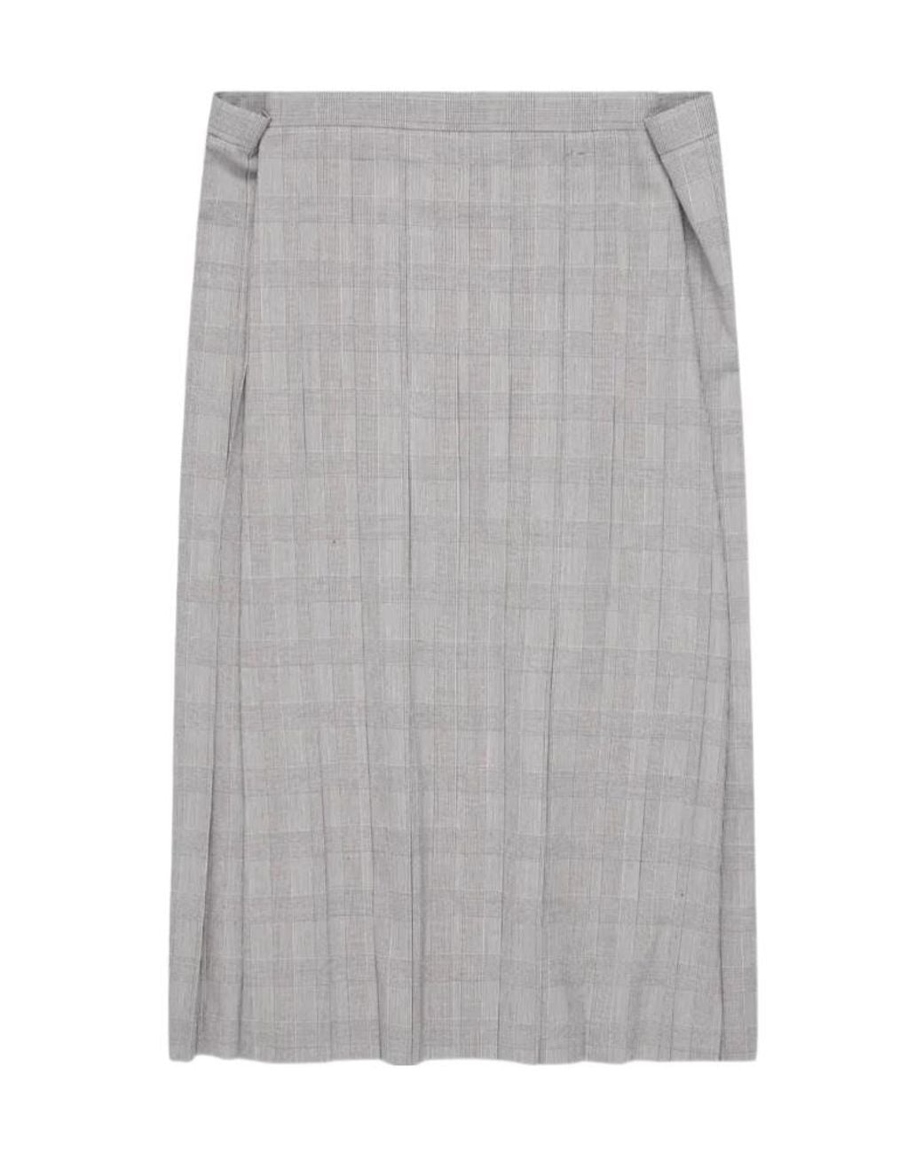 Junya Watanabe Gray Pleated Plaid Skirt