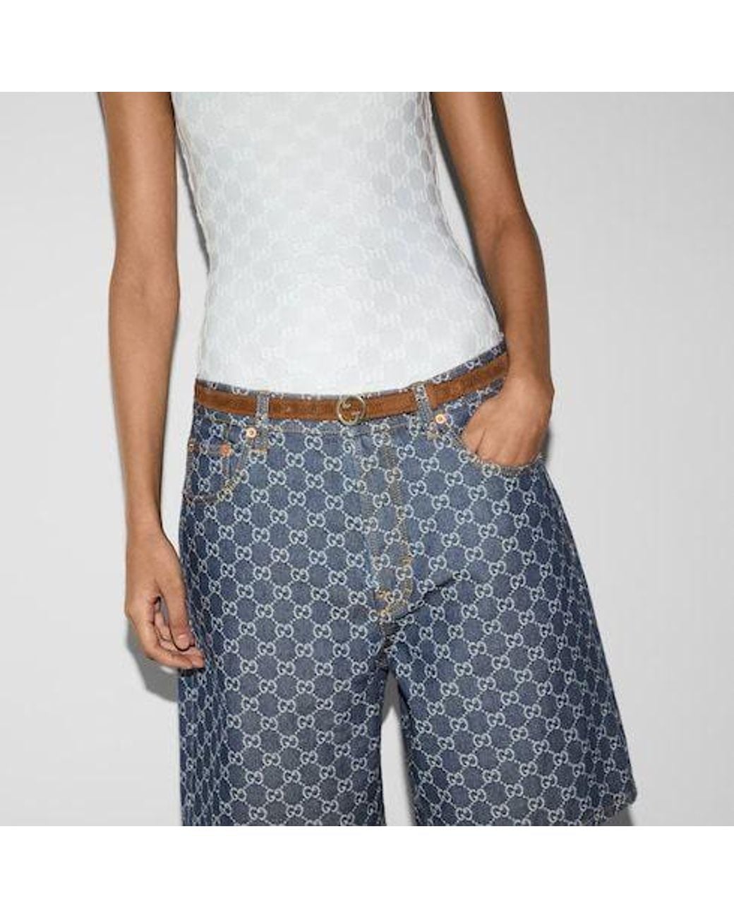 Gucci White Blondie Thin Belt