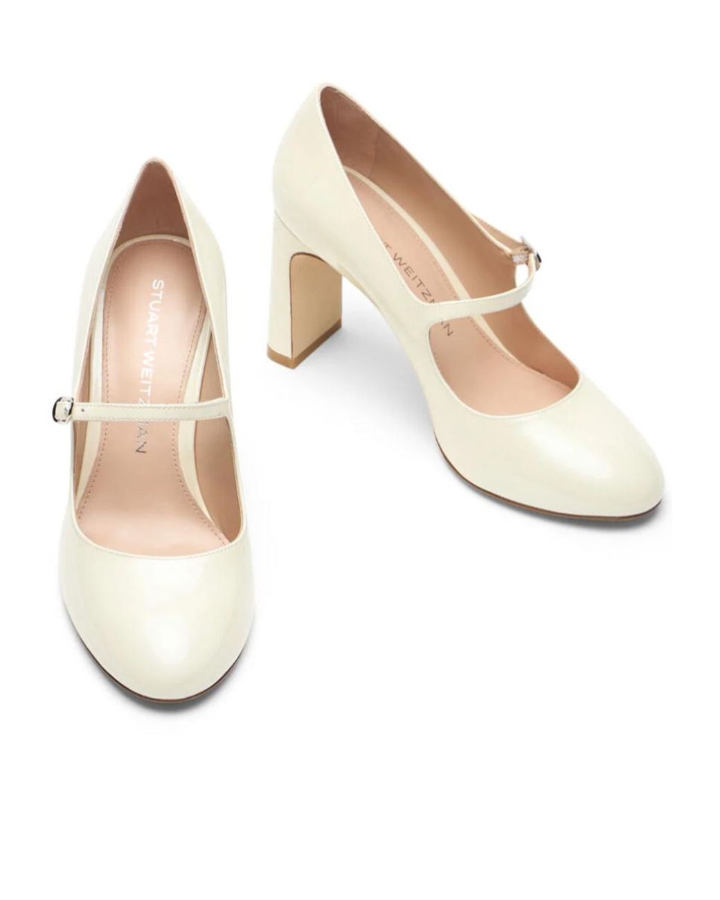 Stuart Weitzman White Babette Mary Jane 85