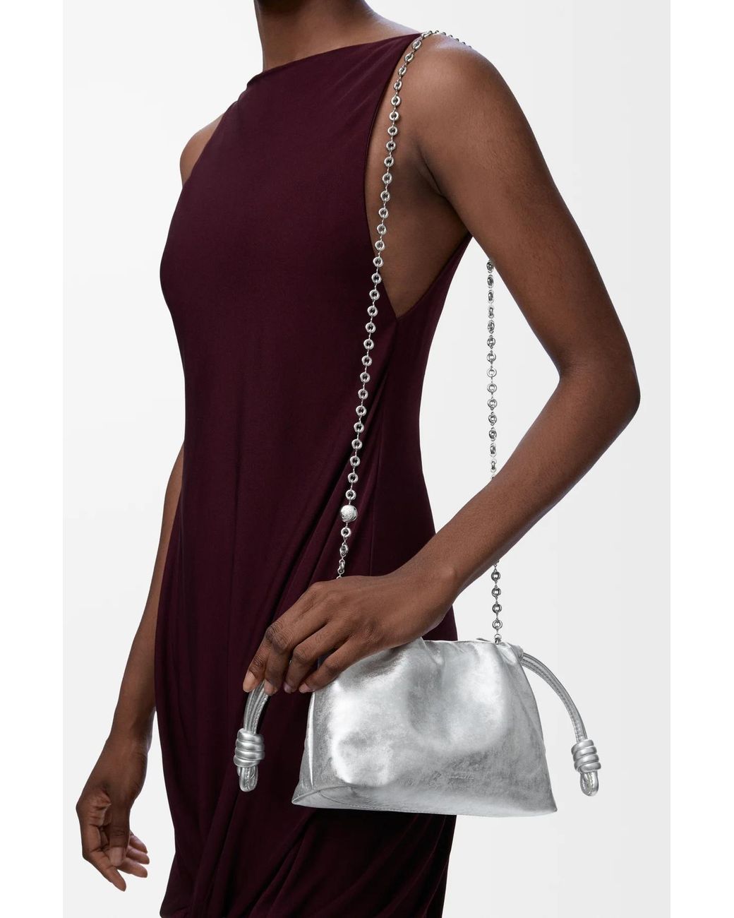 Loewe White Mini Flamenco Clutch Bag