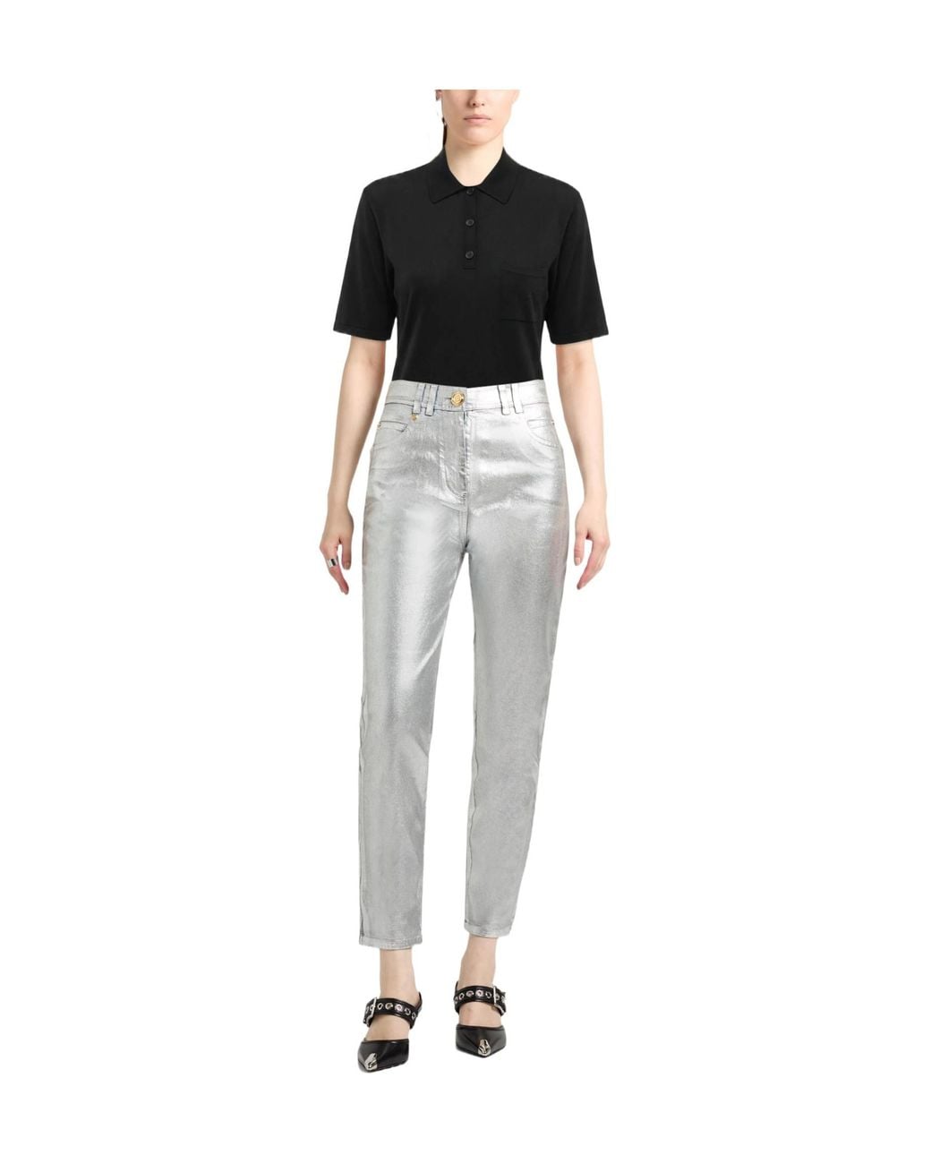 Saint Laurent Black Solid Color Polo Shirts