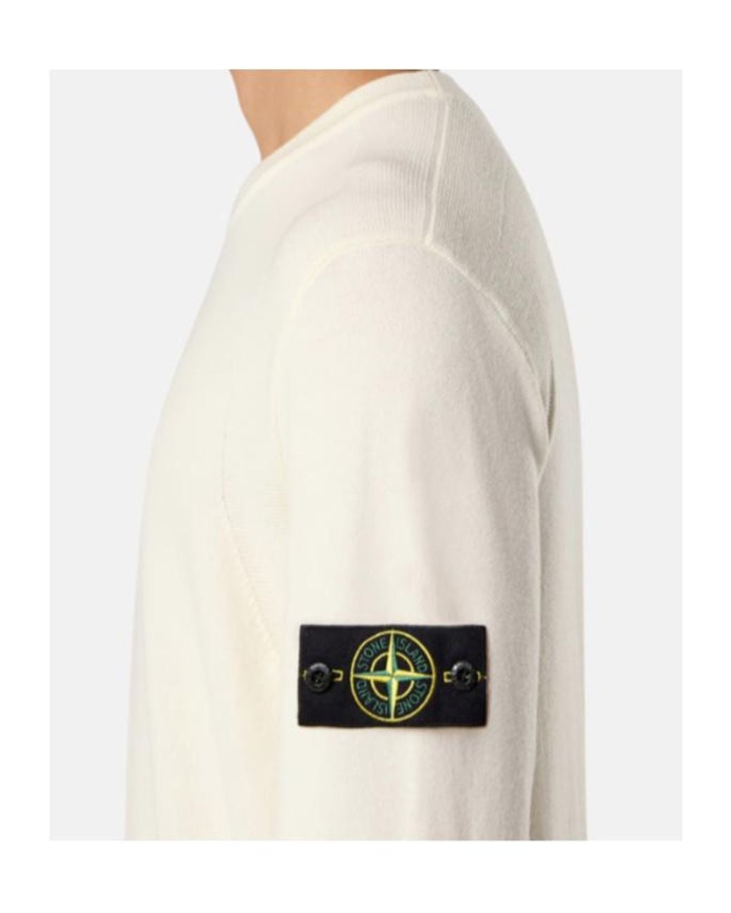 Stone Island White Logo Patch Knitted Jumper for men