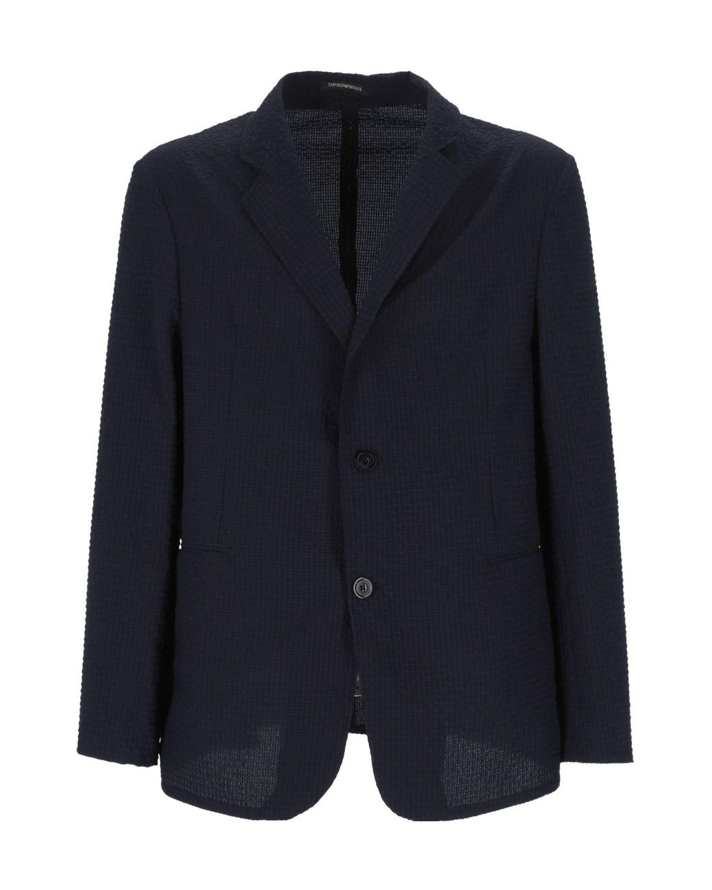Emporio Armani Blue Single-Breasted Seersucker Blazer for men