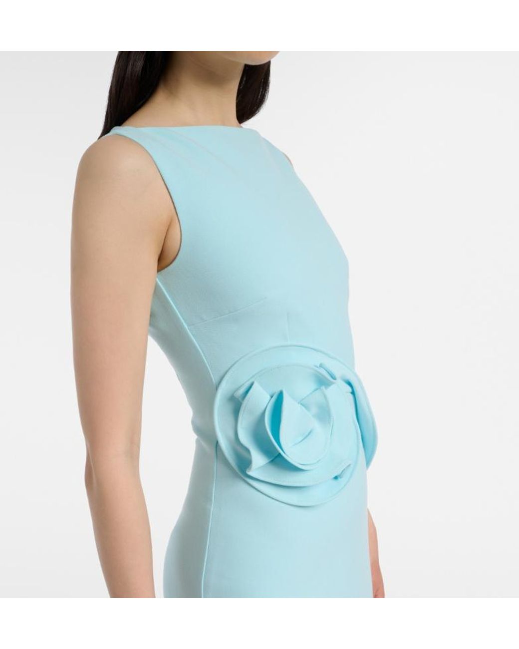 Roland Mouret Blue Floral-Applique Gown