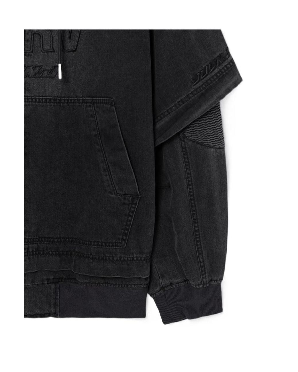 Juun.J Black Long-Sleeve Hooded Jacket for men