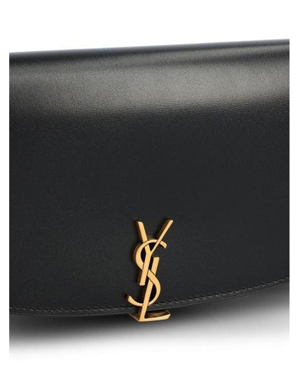 Saint Laurent Black Logo Plaque Foldover Top Shoulder Bag