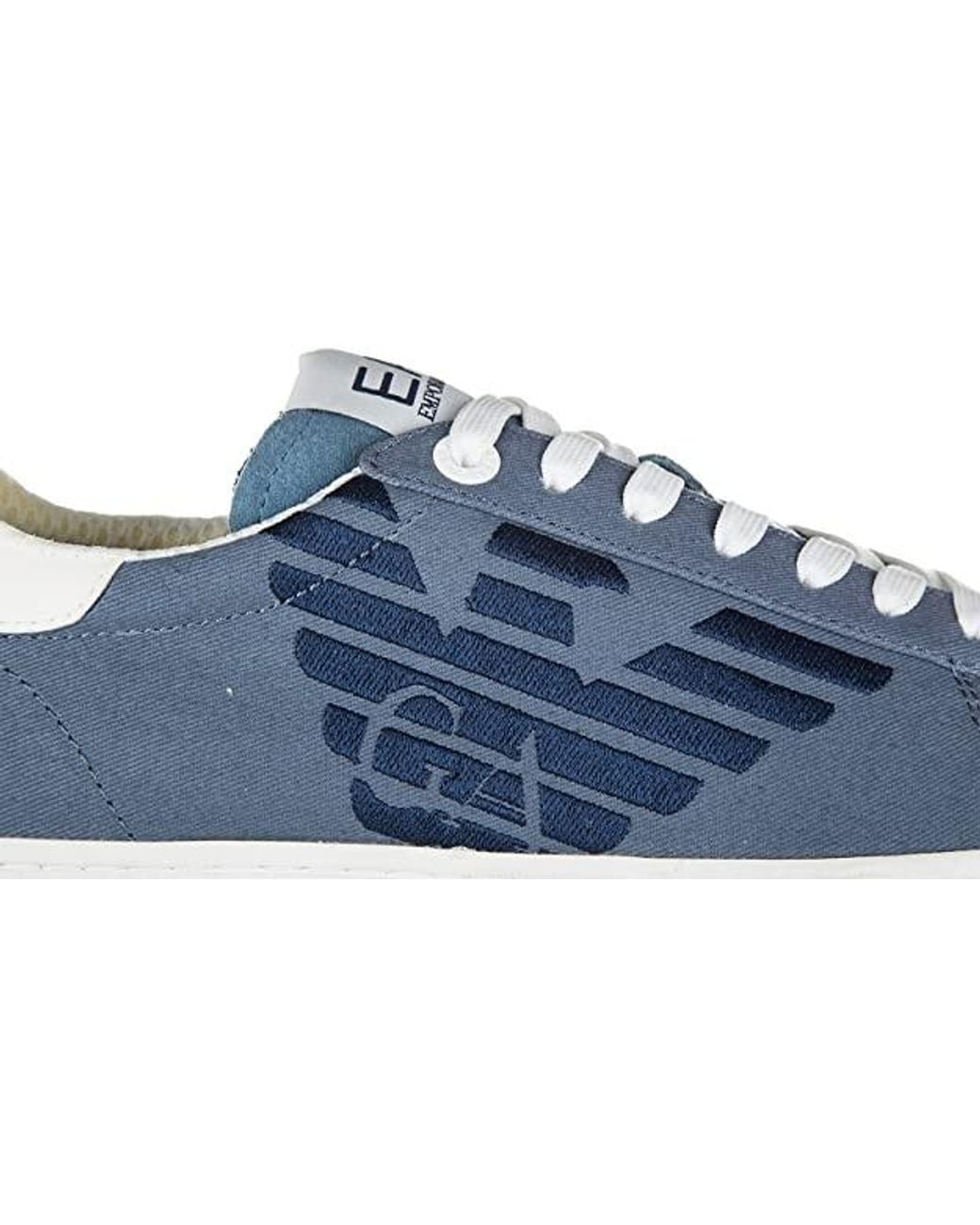 EA7 Blue Embroidered Logo Casual Sports Shoes for men