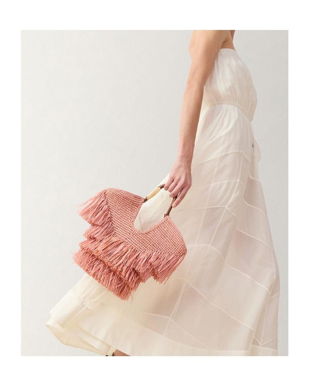 Zimmermann Pink Goldentime Small Fringe Tote