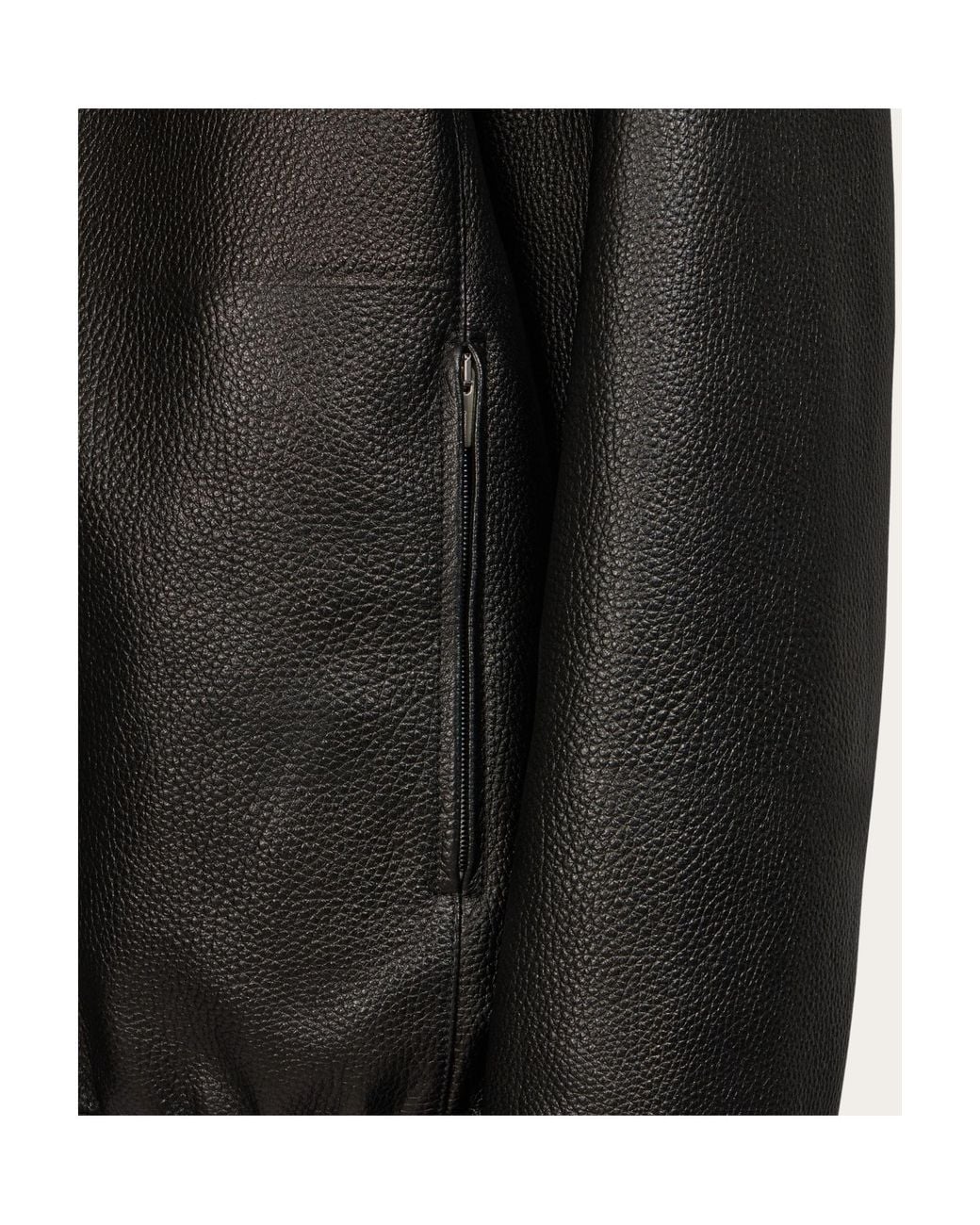Ferragamo Black Ferragamo Zip-Up Leather Jacket for men