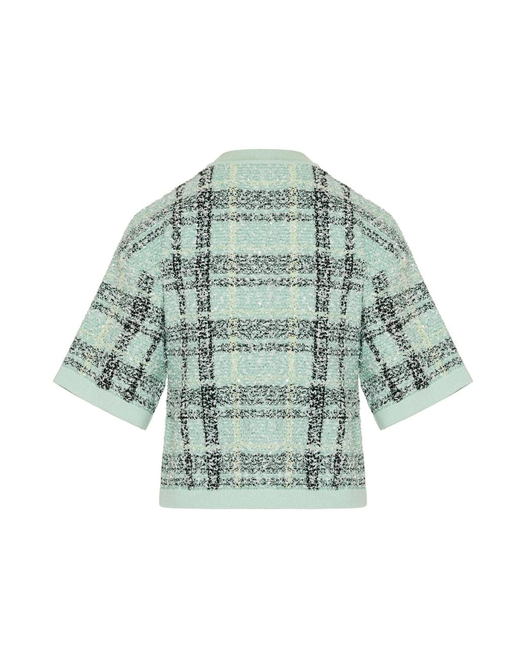 Balmain Blue Checked Button-Up Cardigan