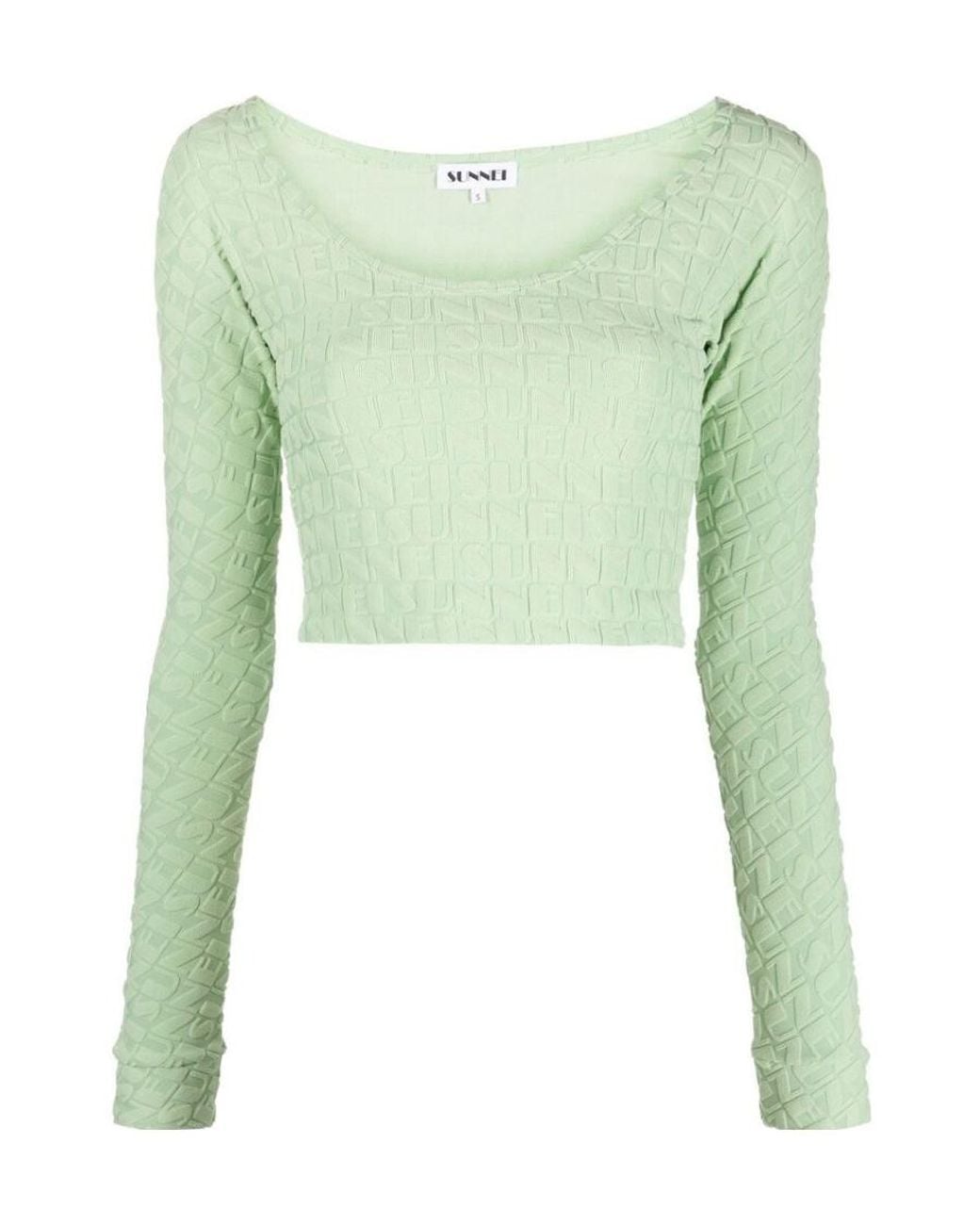 Sunnei Green Letter-Detail Long-Sleeve T-Shirt
