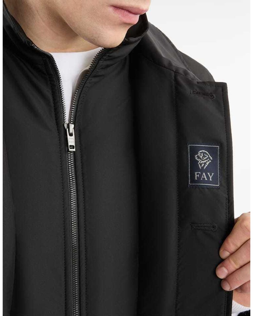Fay Black Double-Front Raincoat for men