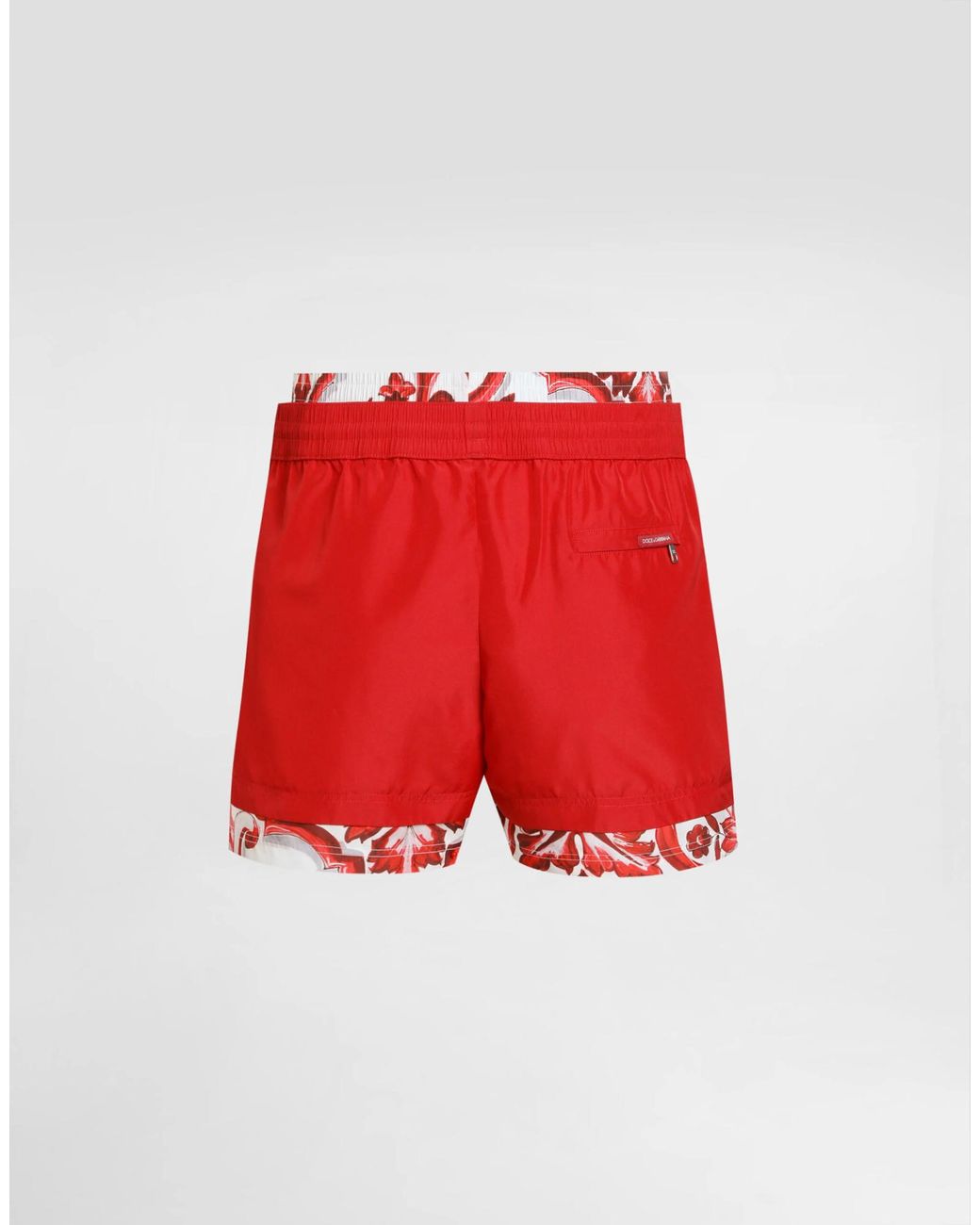 Dolce & Gabbana Red Majolica Trim Swim Shorts for men