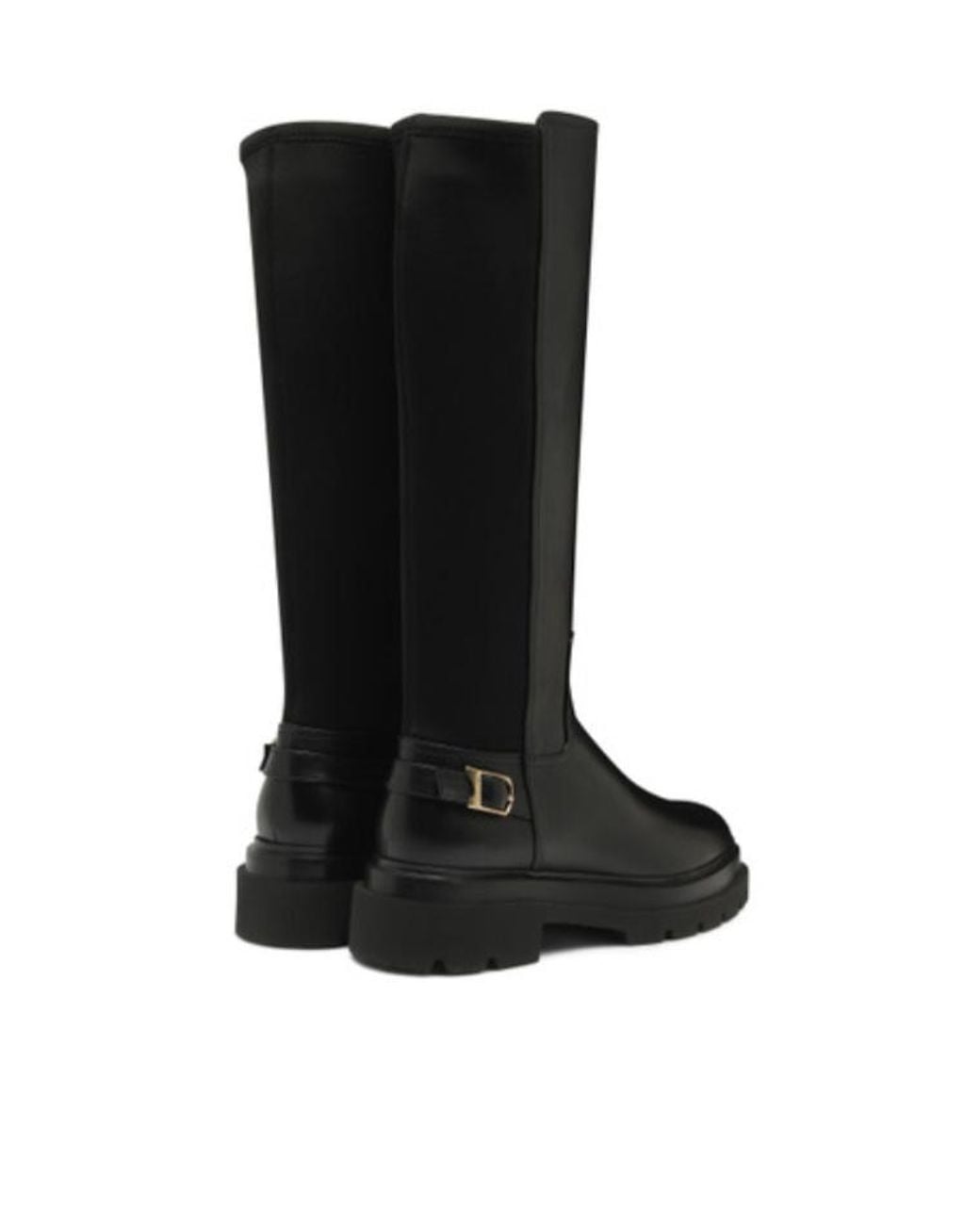 Santoni Black High Leather Boots