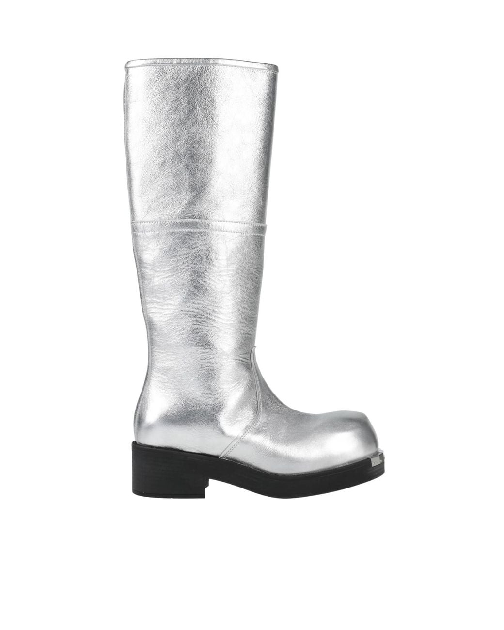 MM6 by Maison Margiela White Thick-Soled Knee-High Leather Boots
