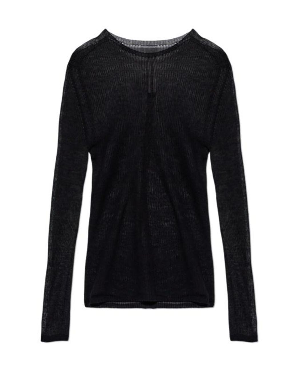 Rick Owens Black Long-Sleeved Crewneck Jumper for men