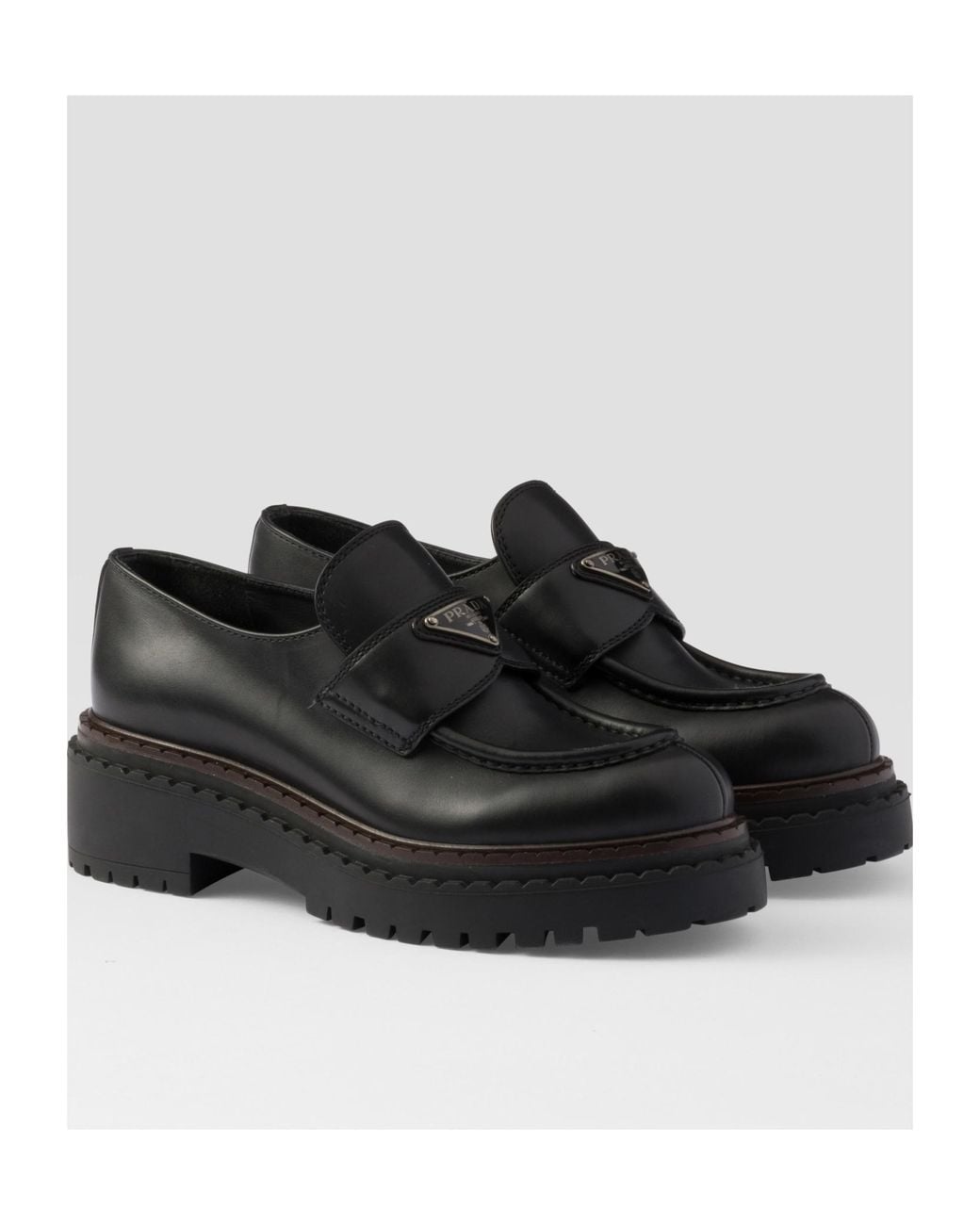 Prada Black Triangle-Logo Slip-On Loafers