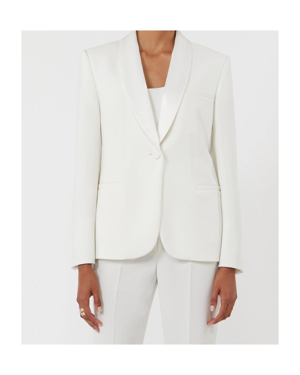 Max Mara Pianoforte Scatola Single-Breasted Blazer in White | Lyst