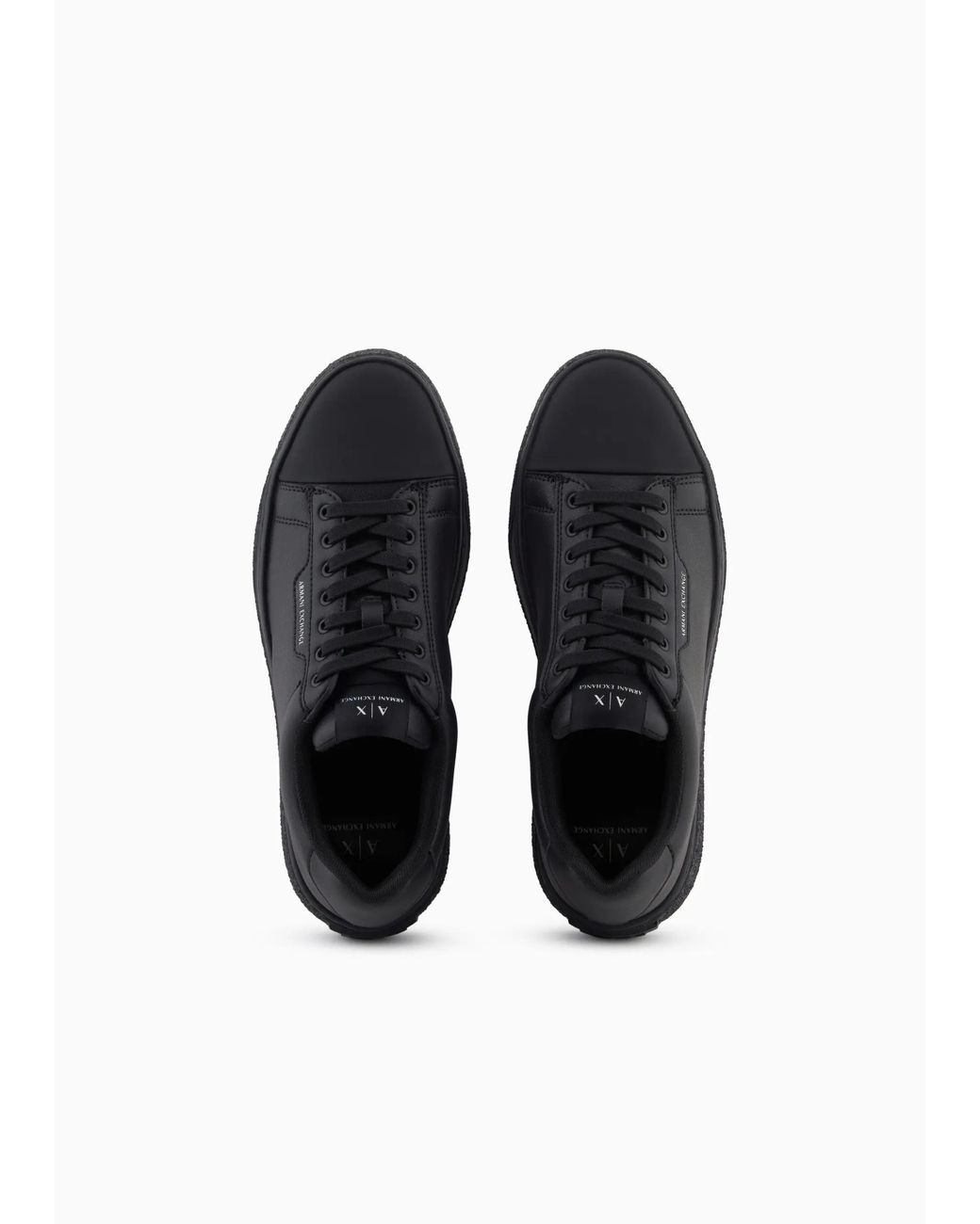 ARMANI EXCHANGE Black Round Toe Low Top Sneakers for men