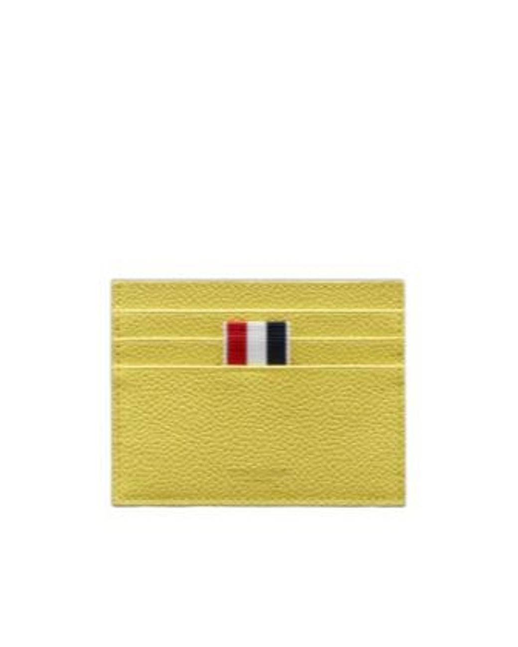 Thom Browne Yellow Pebble-Grain Card Holder for men