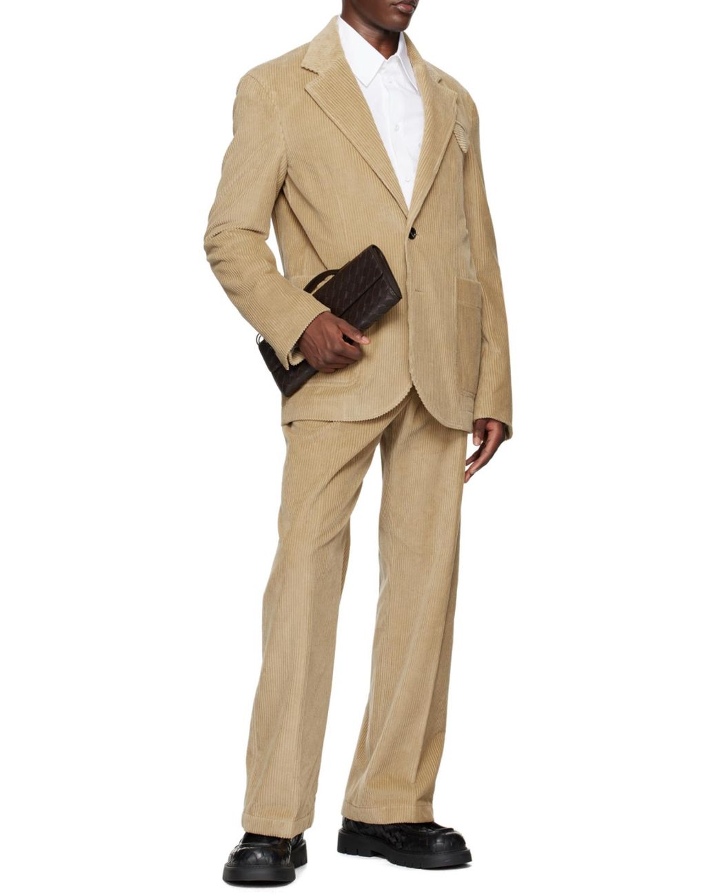 Bottega Veneta Natural Single Breasted Corduroy Jacket for men